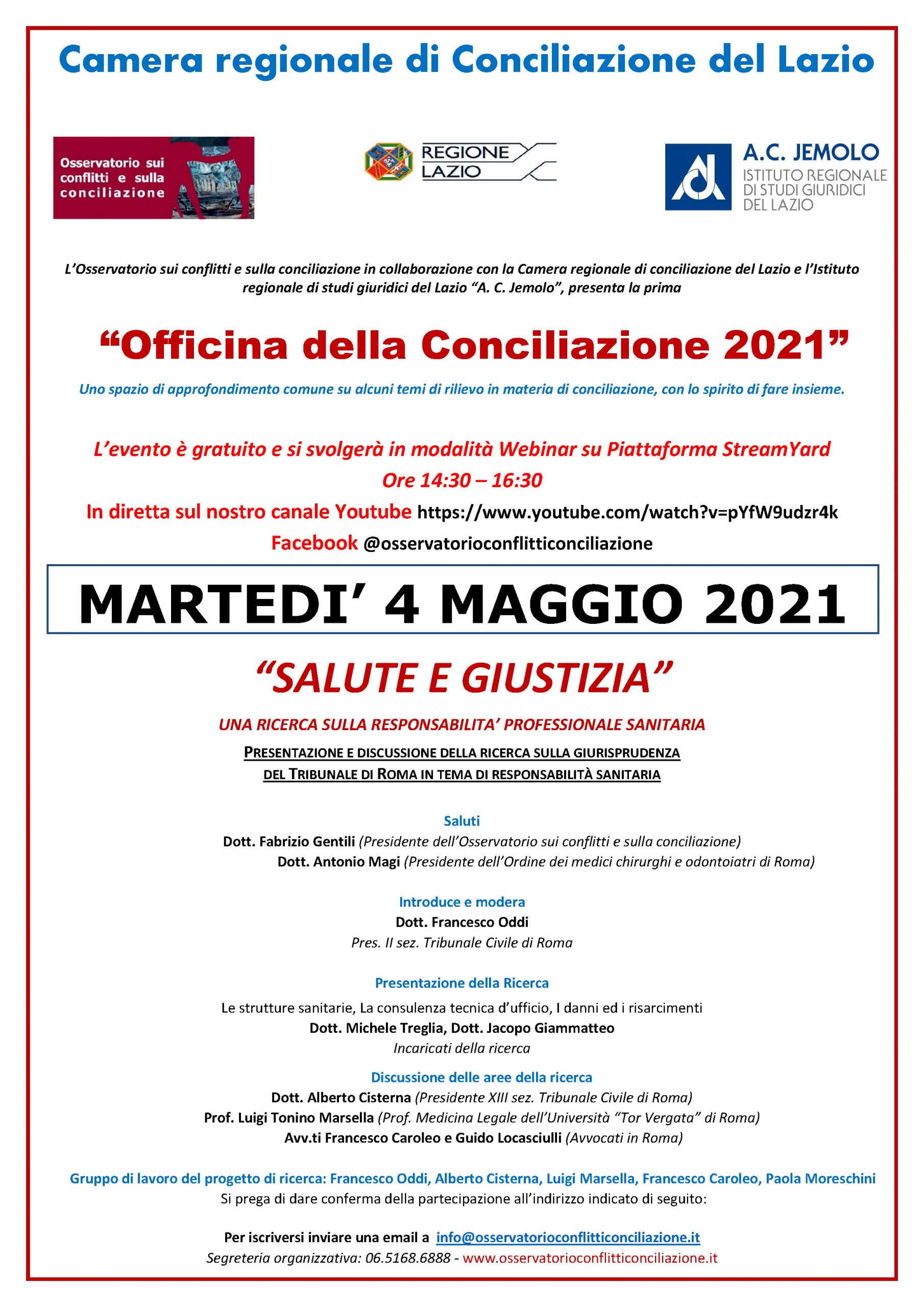 Prima Officina della Conciliazione 2021 online