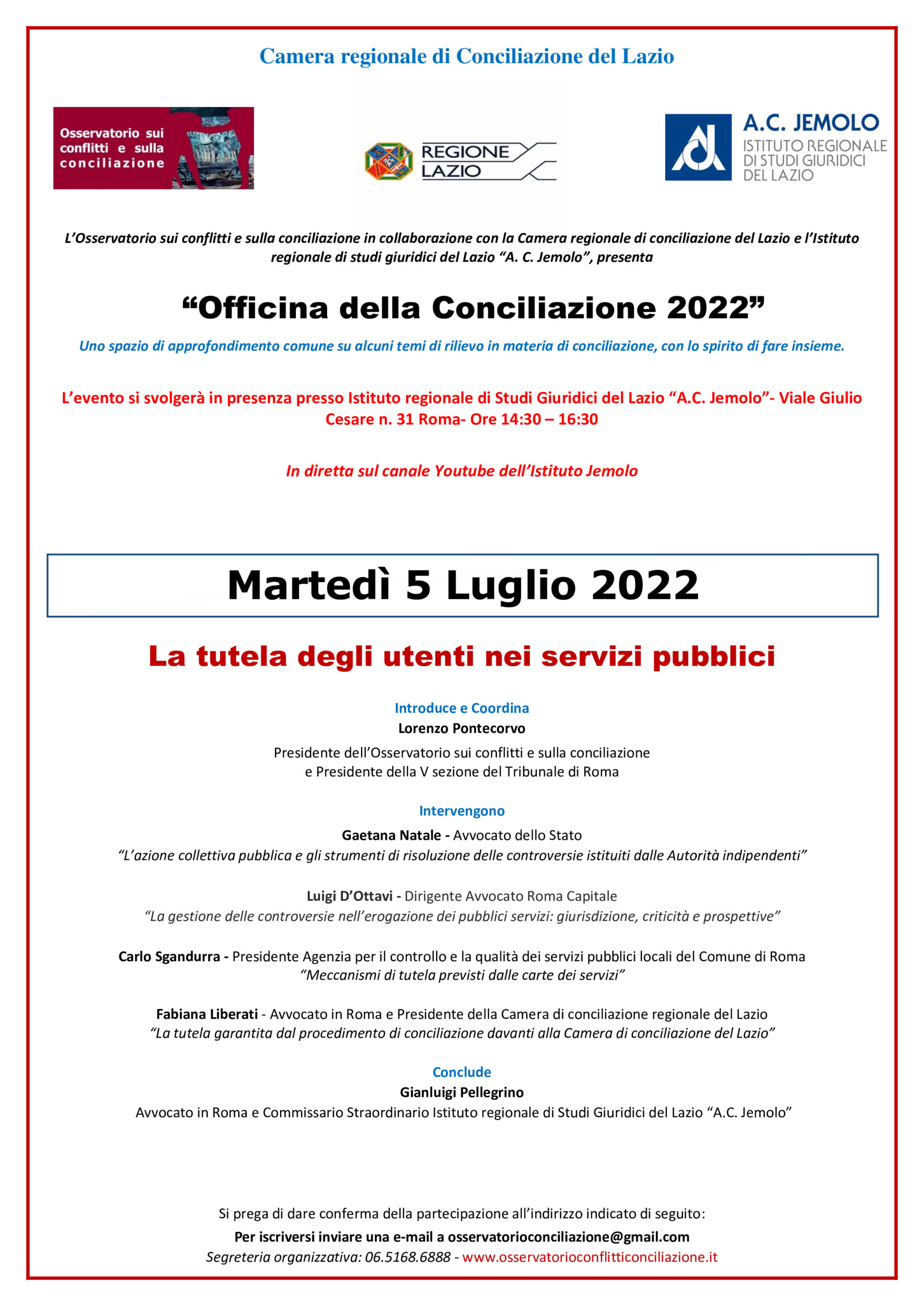 PRIMA OFFICINA DELLA CONCILIAZIONE 2022