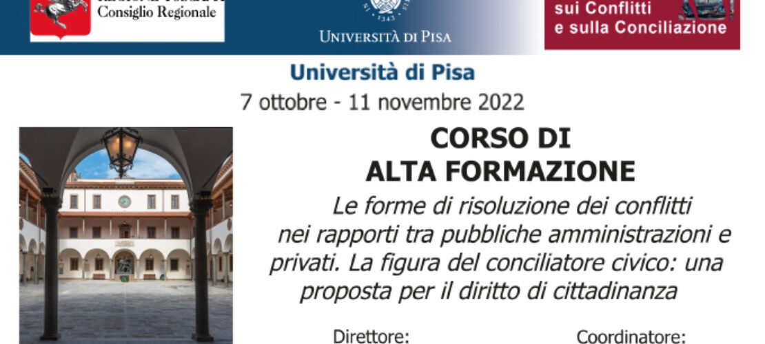 Corso di Alta Formazione – Le forme di risoluzione dei conflitti nei rapporti tra pubbliche amministrazioni e privati.