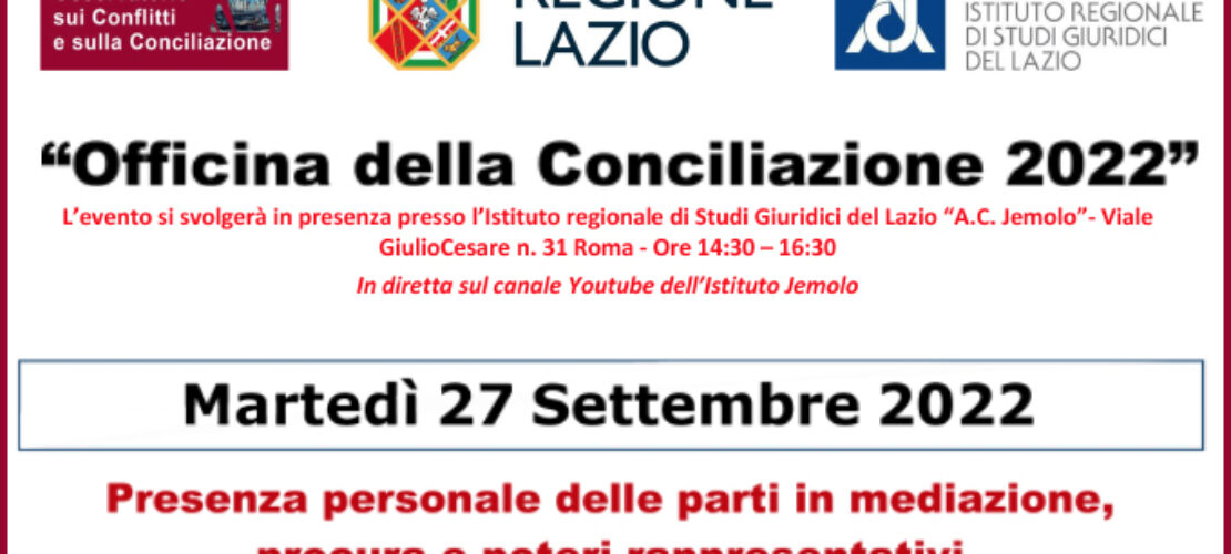 Seconda Officina della Conciliazione – 27 settembre 2022