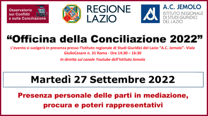 Seconda Officina della Conciliazione – 27 settembre 2022