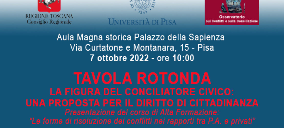 Tavola Rotonda: “La figura del conciliatore civico: una proposta per il diritto di cittadinanza”