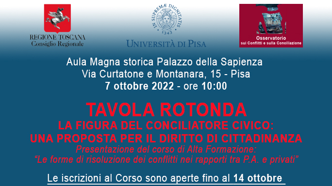 Tavola Rotonda: “La figura del conciliatore civico: una proposta per il diritto di cittadinanza”