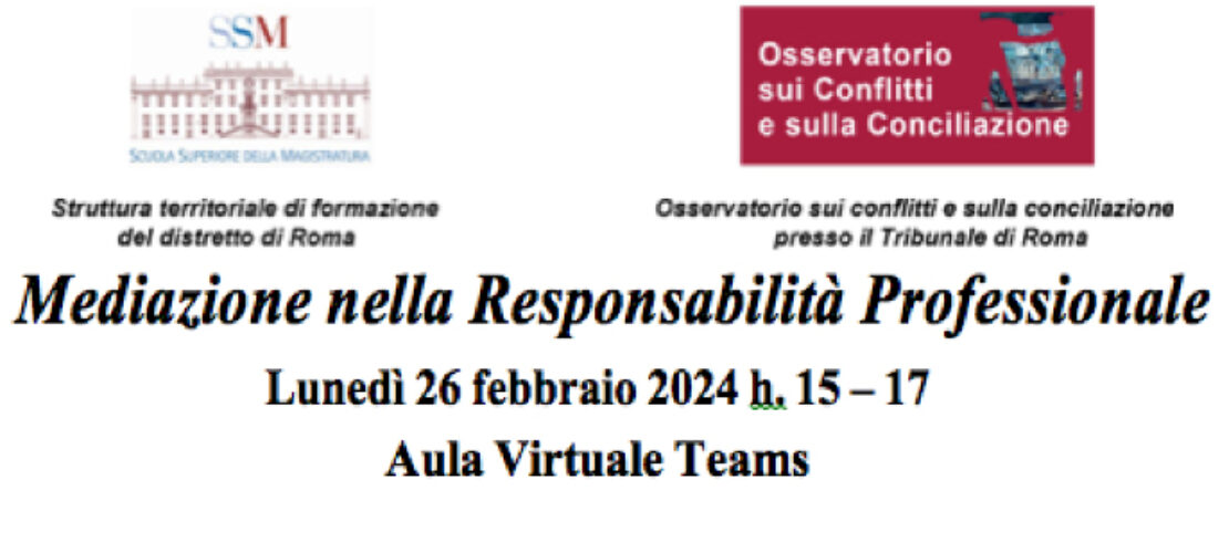 Il 26 febbraio la 1a Officina della Conciliazione 2024