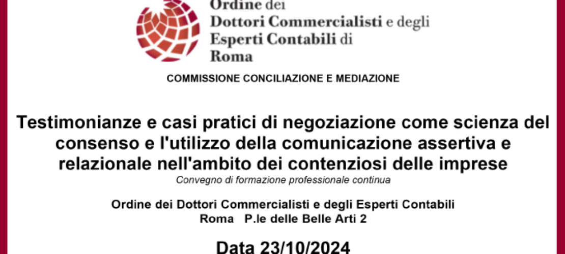 Il corso di formazione ODCEC sulla negoziazione come scienza del consenso